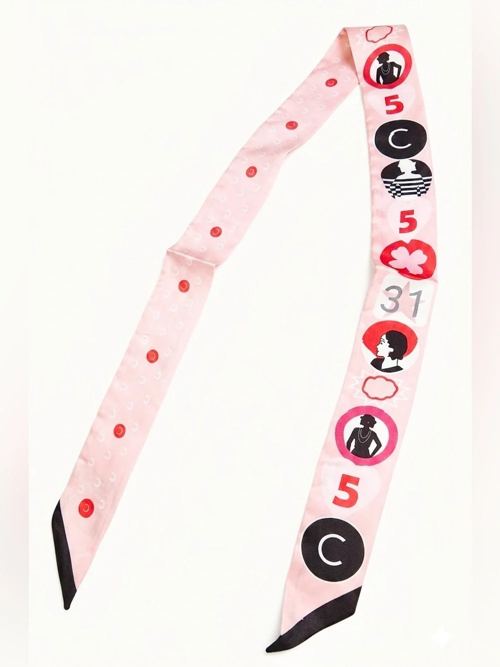 Retro Pink Graphic Skinny Scarf | Twilly Hair Scarf | Y2K Headband Neck Scarf